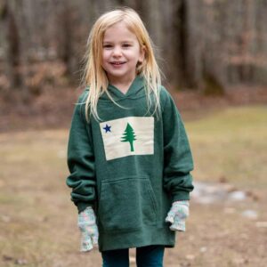 First Maine Flag on Green Youth Hoodie