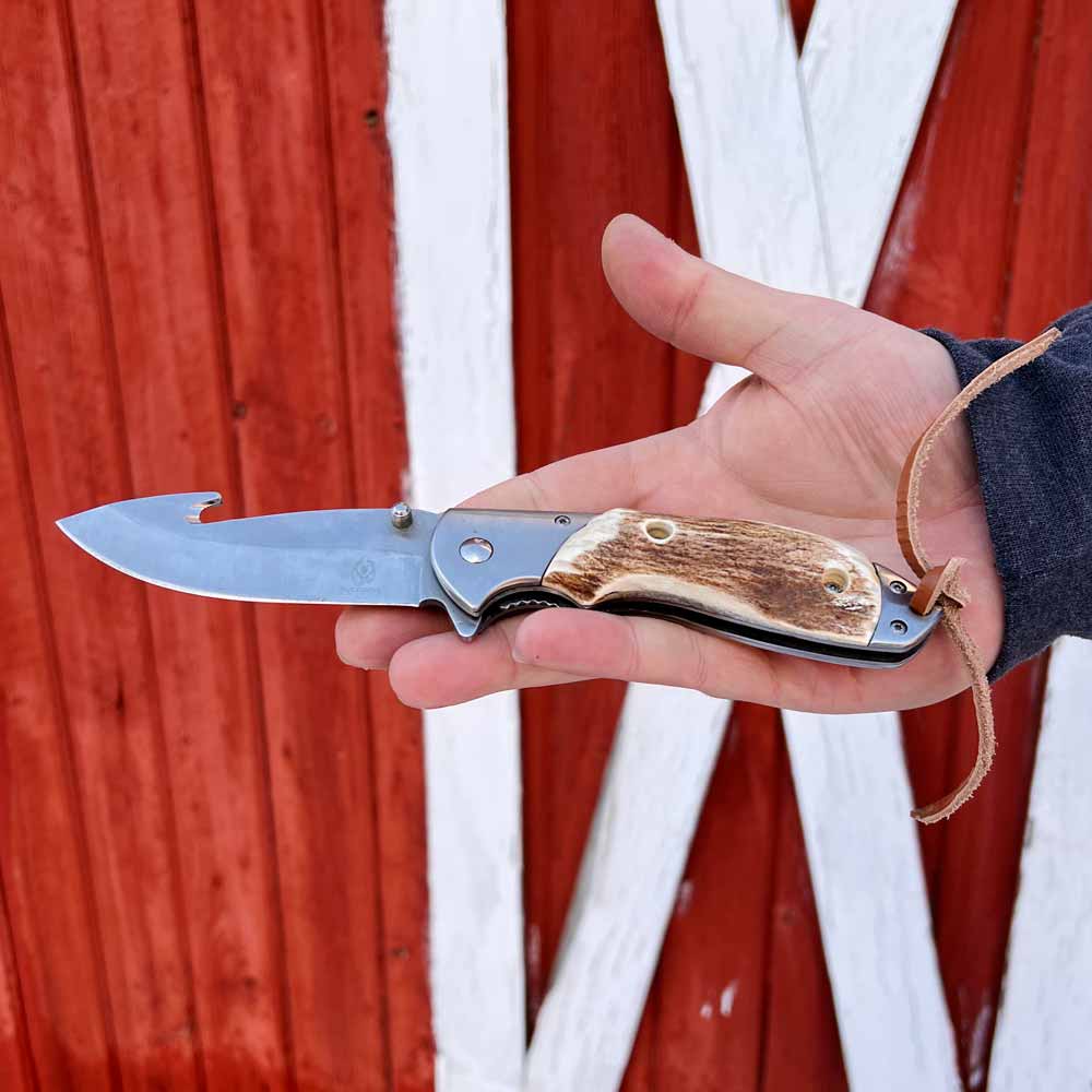 Moose Antler Gut Hook Knife