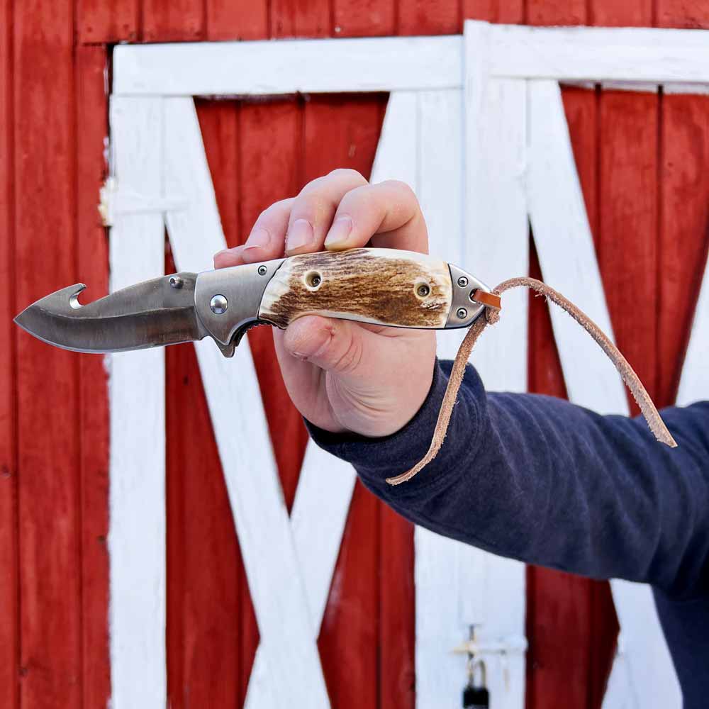 Moose Antler Gut Hook Knife