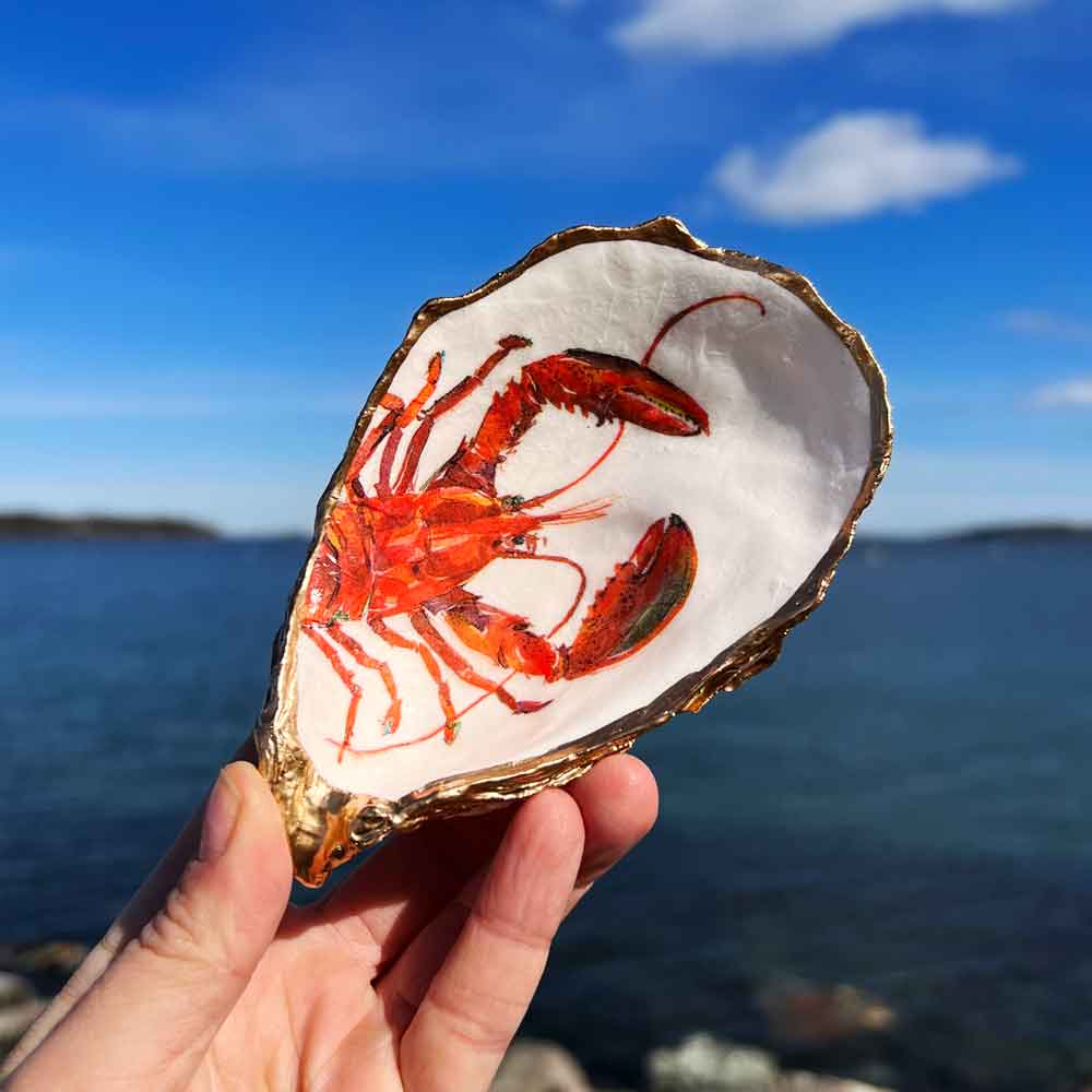 Red Lobster Oyster Shell Ring Dish