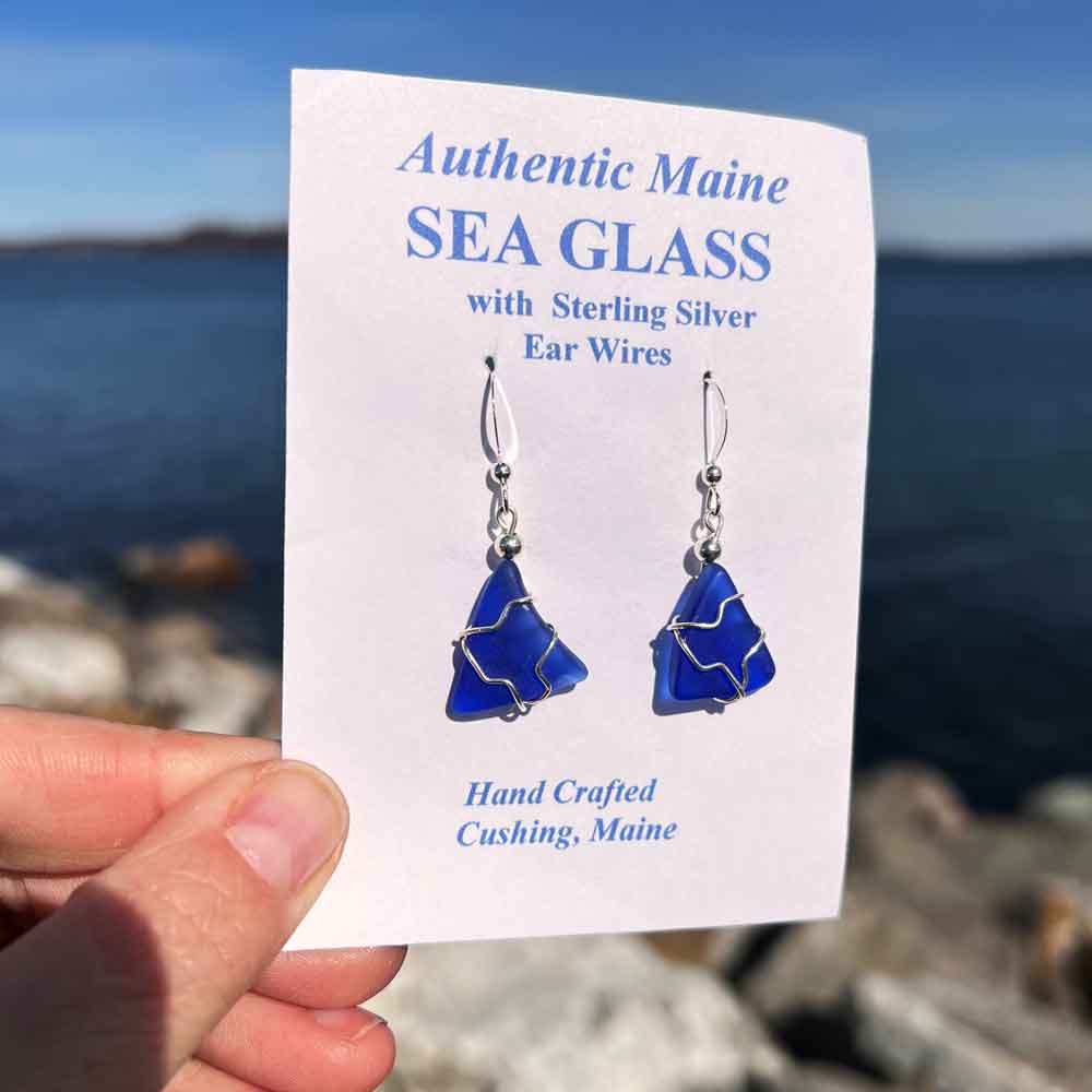 Cobalt Blue Sea Glass Earrings