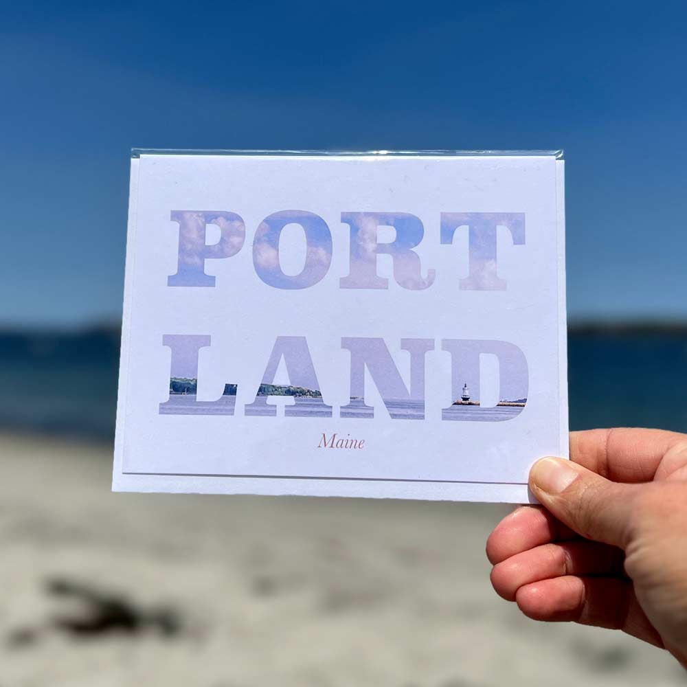 PORTLAND ft View to South Portland Notecard by Kristina O'Brien