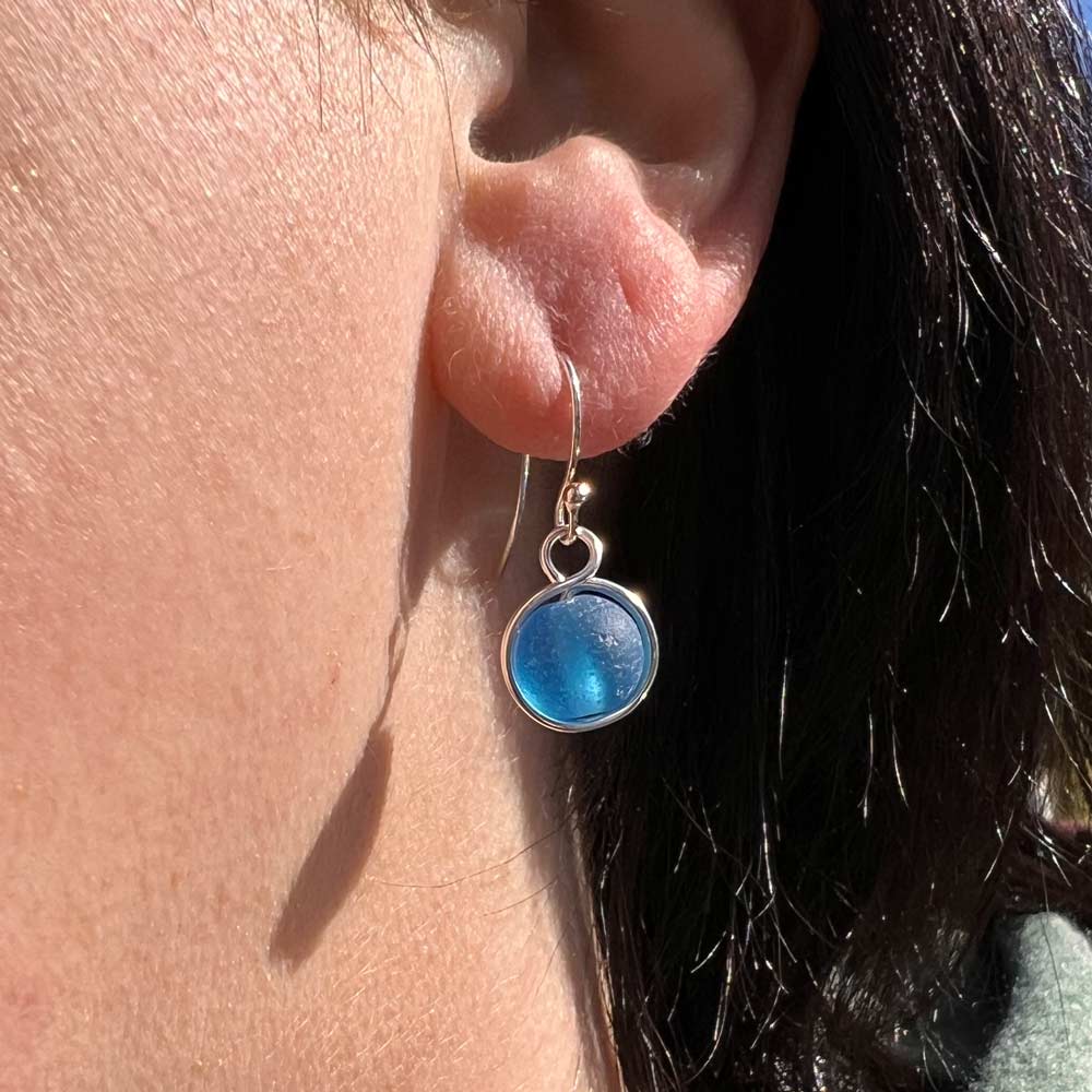 Turquoise Cultured Sea Glass Bead Earrings
