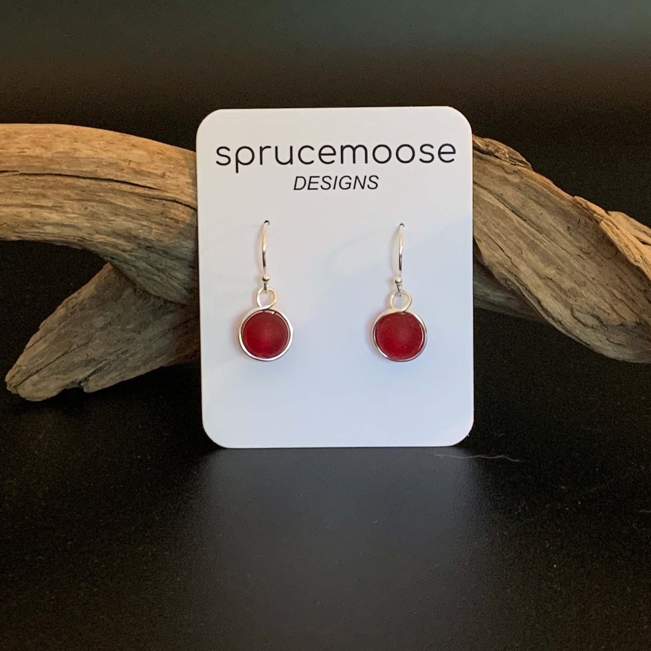 Red Cultured Sea Glass Bead Earrings