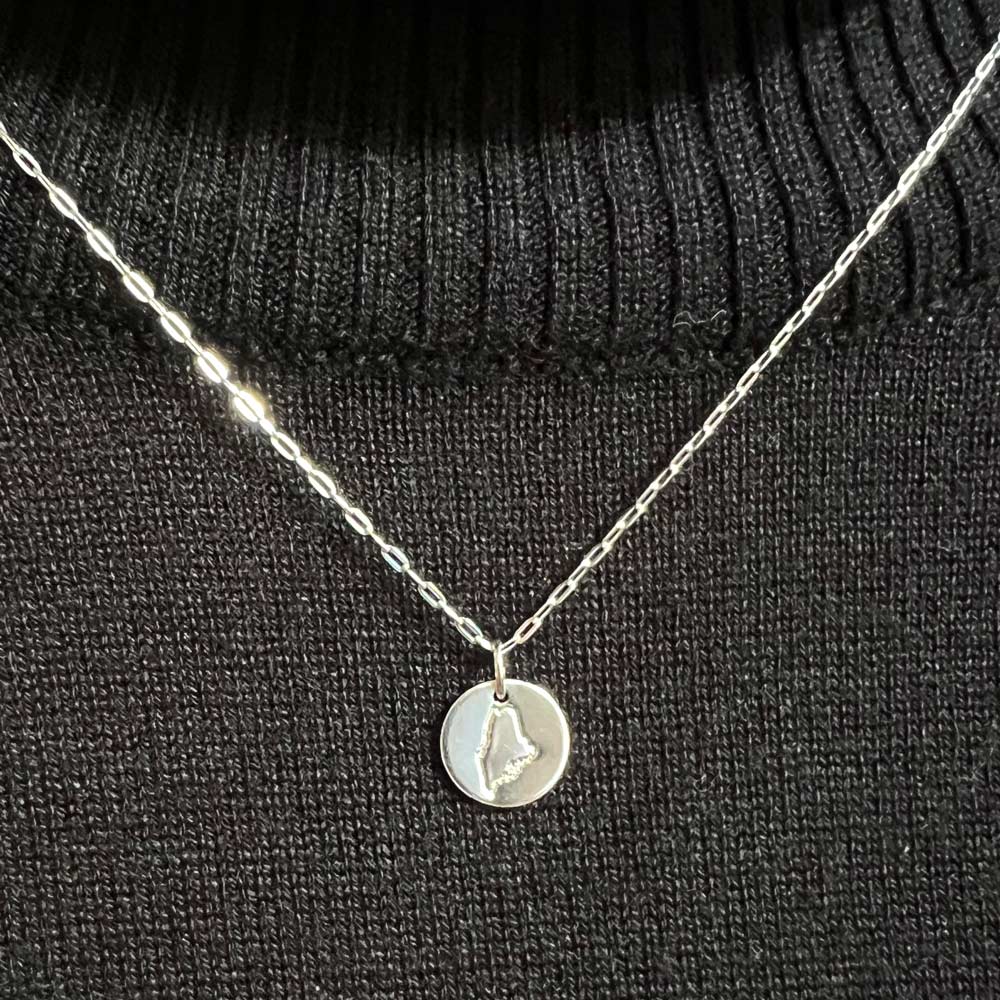 Silver Mini Maine Disc Necklace