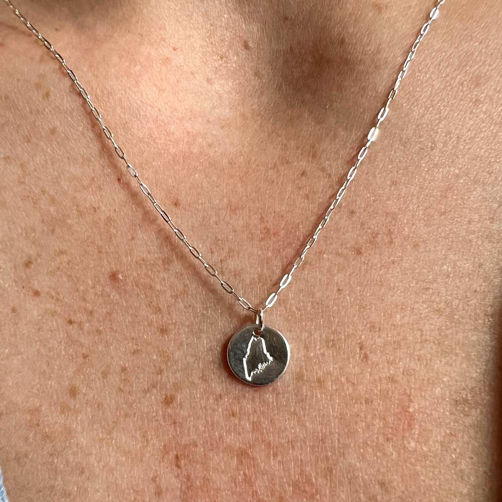 Silver Mini Maine Disc Necklace