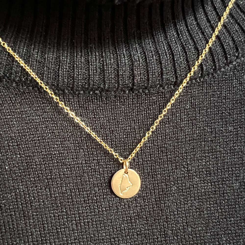 Gold Mini Maine Disc Necklace