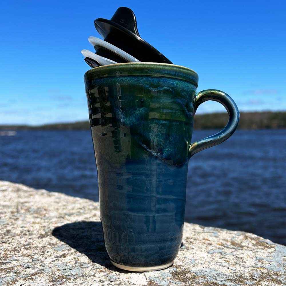 Calm Lake Glaze Travel Mug by Muddy Toes Pottery