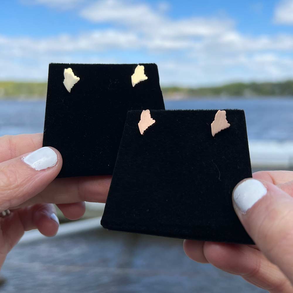 mini Maine stud earrings in Yellow Gold and Rose Gold