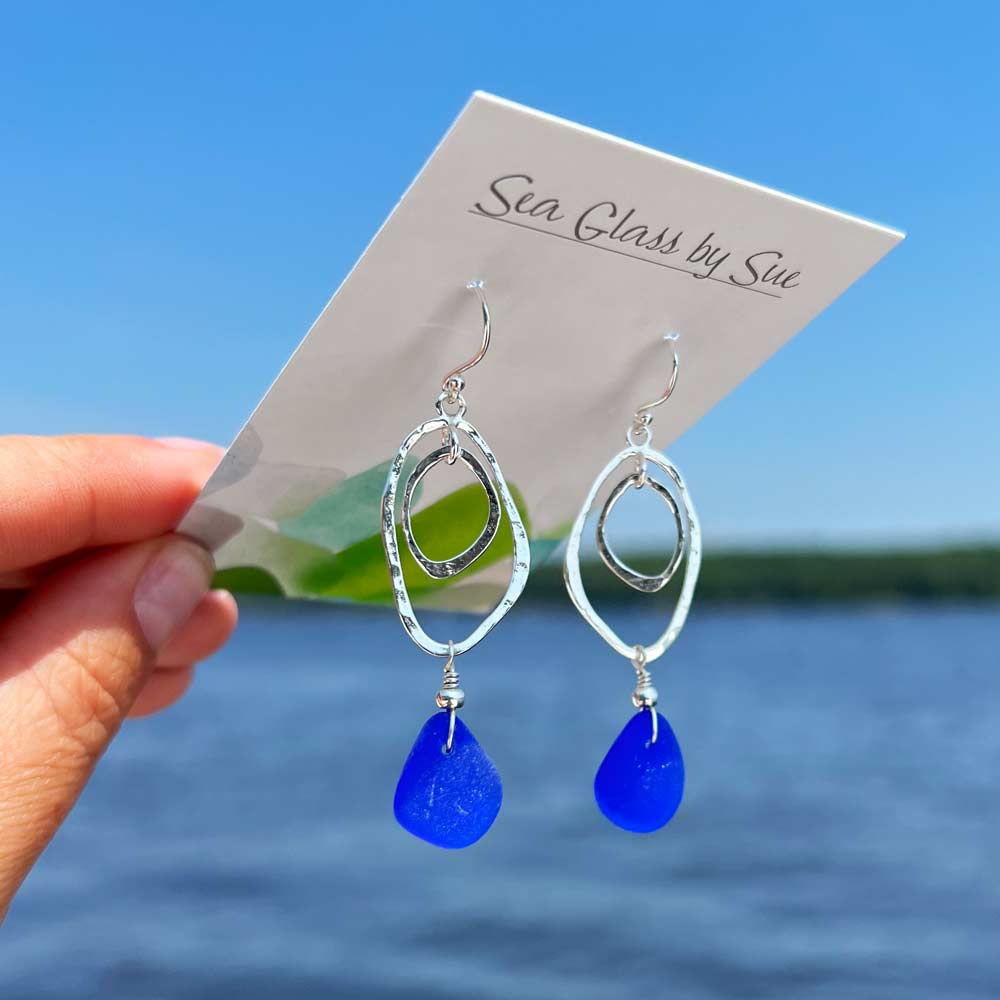 Sea Glass Double Abstract Oval Earrings