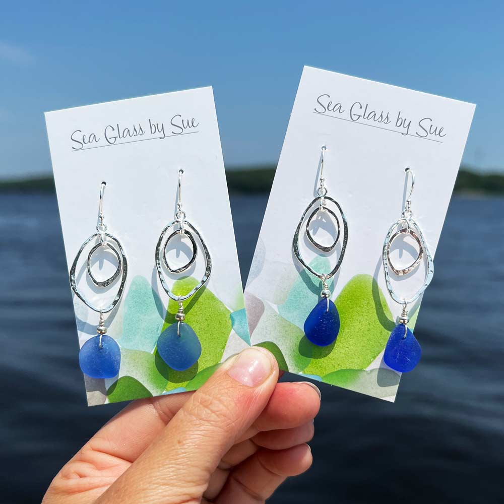 Sea Glass Double Abstract Oval Earrings
