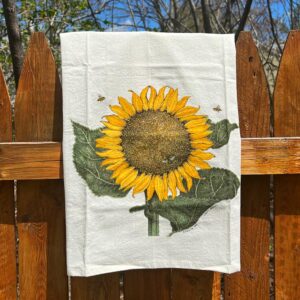 Sunflower and Bees Tea Towel