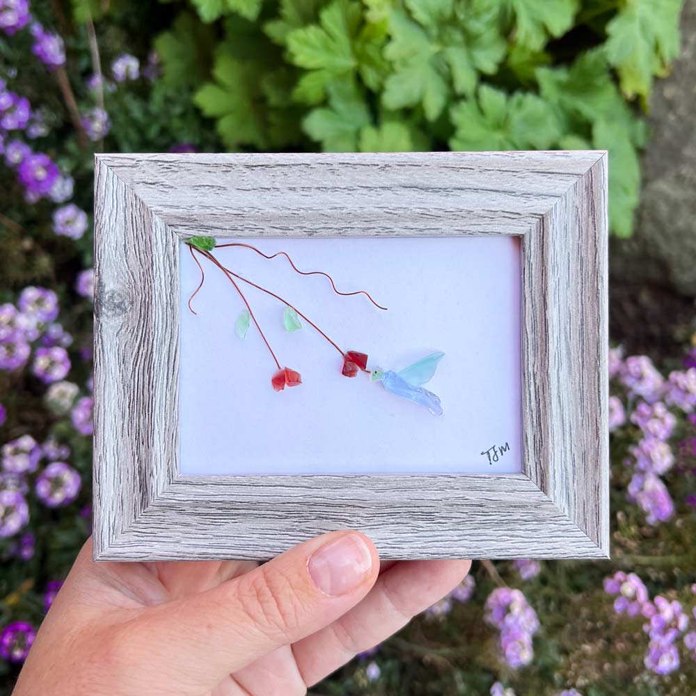 Single Glass Hummingbird in frame