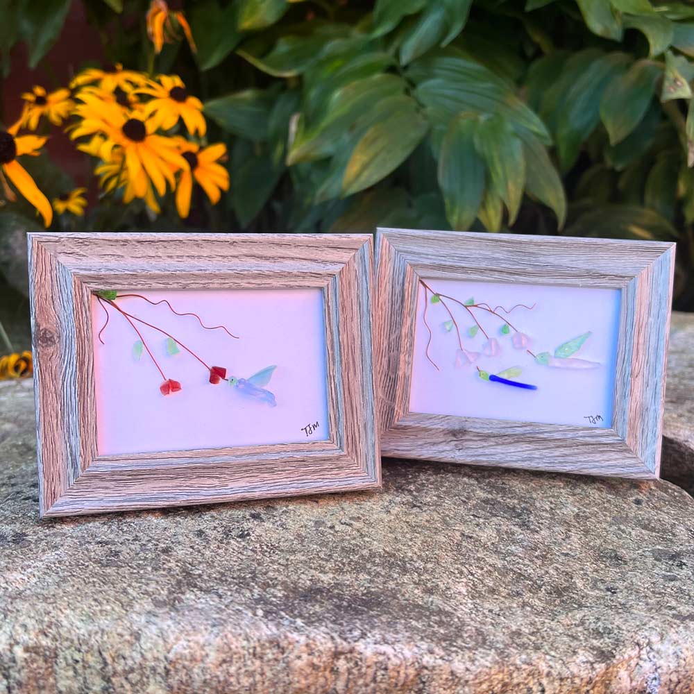 Glass Hummingbird in frame by Nature Creations