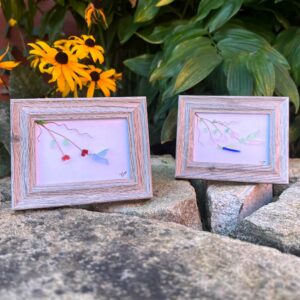 Glass Hummingbird in frame by Nature Creations