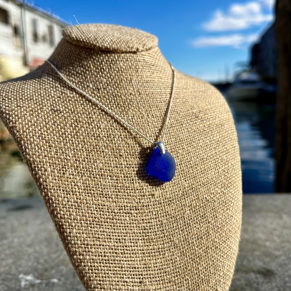 Sue's Signature Sea Glass Necklace with Blue Sea Glass