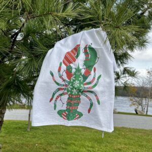 Holiday Lobster Flour Sack Towel by Festive Fish - 2023 Maine Holiday Gift Package