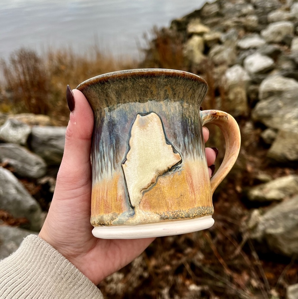Brown Glaze Maine State Mug #3 by Devenney Pottery