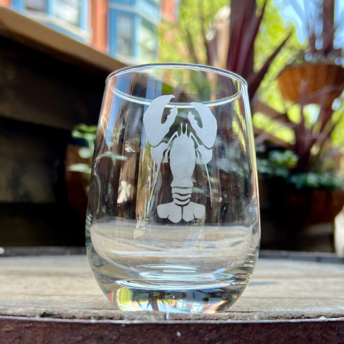 Lobster Etched Stemless Wine Glass
