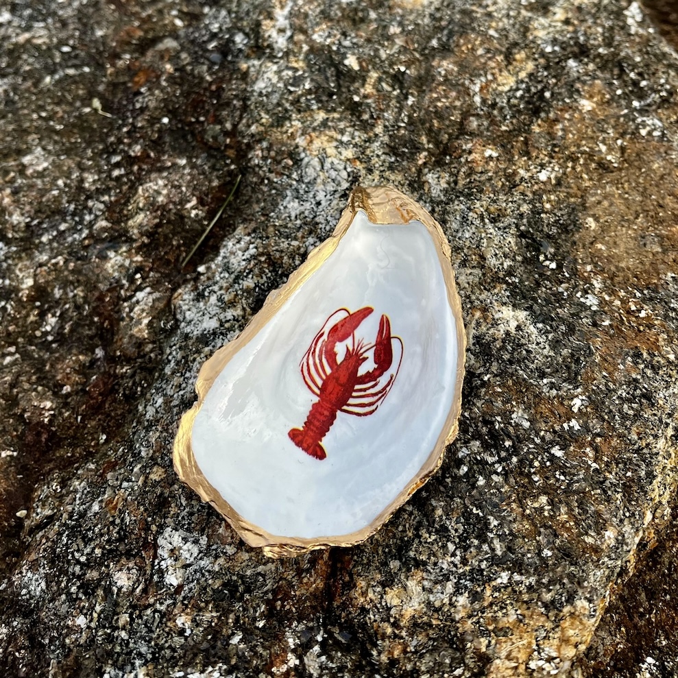 Small Red Lobster Oyster Shell Ring Dish