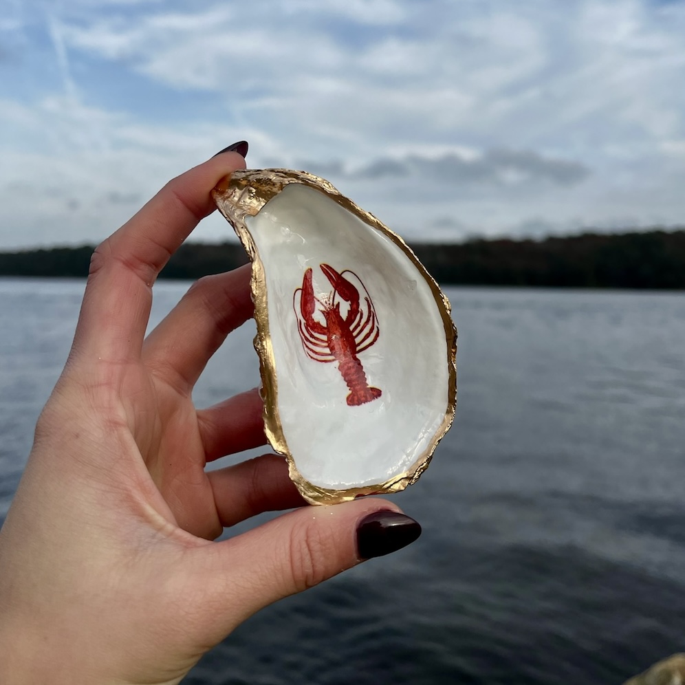 Small Red Lobster Oyster Shell Ring Dish