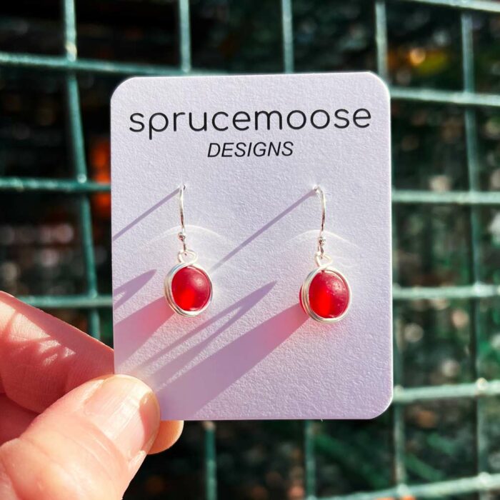 Red Bead Earrings by Sprucemoose Designs