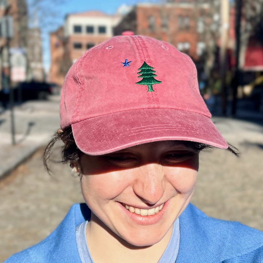 First Maine Flag on Washed Red Hat
