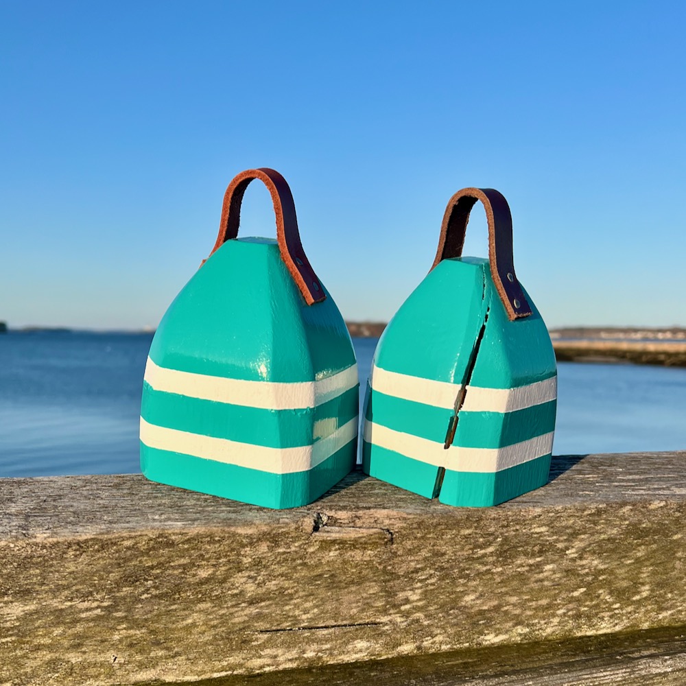 Extra Small Buoy Centerpieces Teal & White Leather