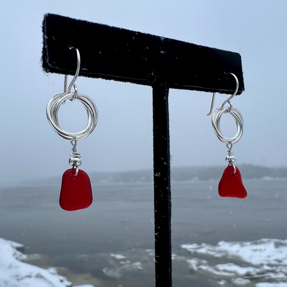 Rare Red Sea Glass Earrings