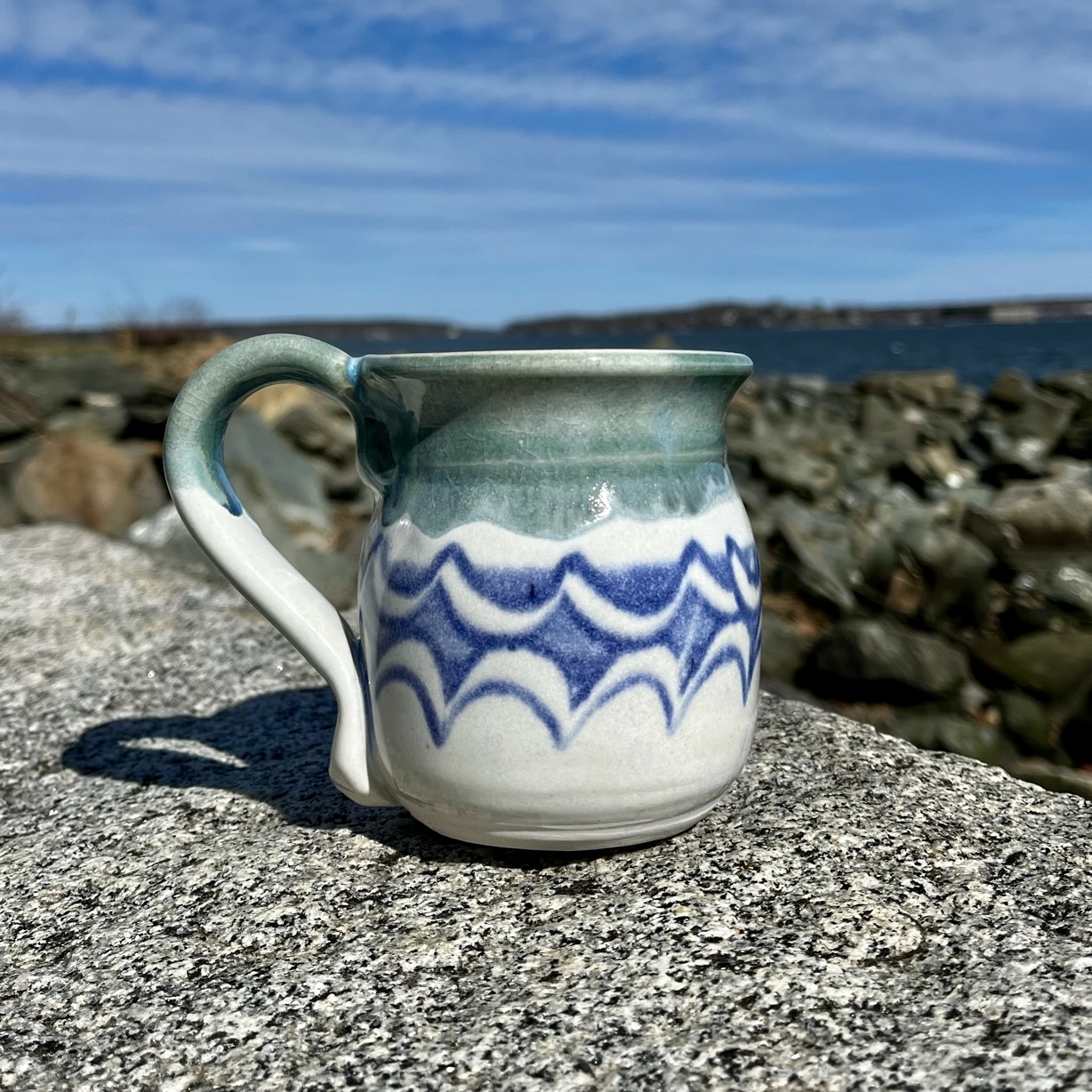 Blue & White Glaze Mug 1 by Unity Pond Pottery