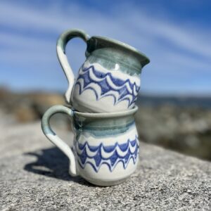 Blue & White Glaze Mugs by Unity Pond Pottery