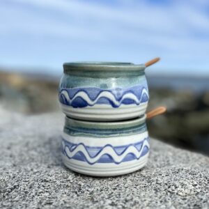 Blue & White Glaze Dip Dish by Unity Pond Pottery